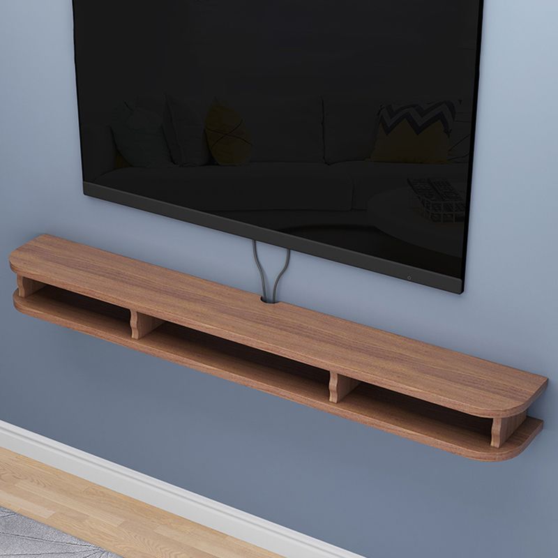 Contemporary Wall-mounted TV Cabinet Faux Wood TV Stand with 4 Shelves