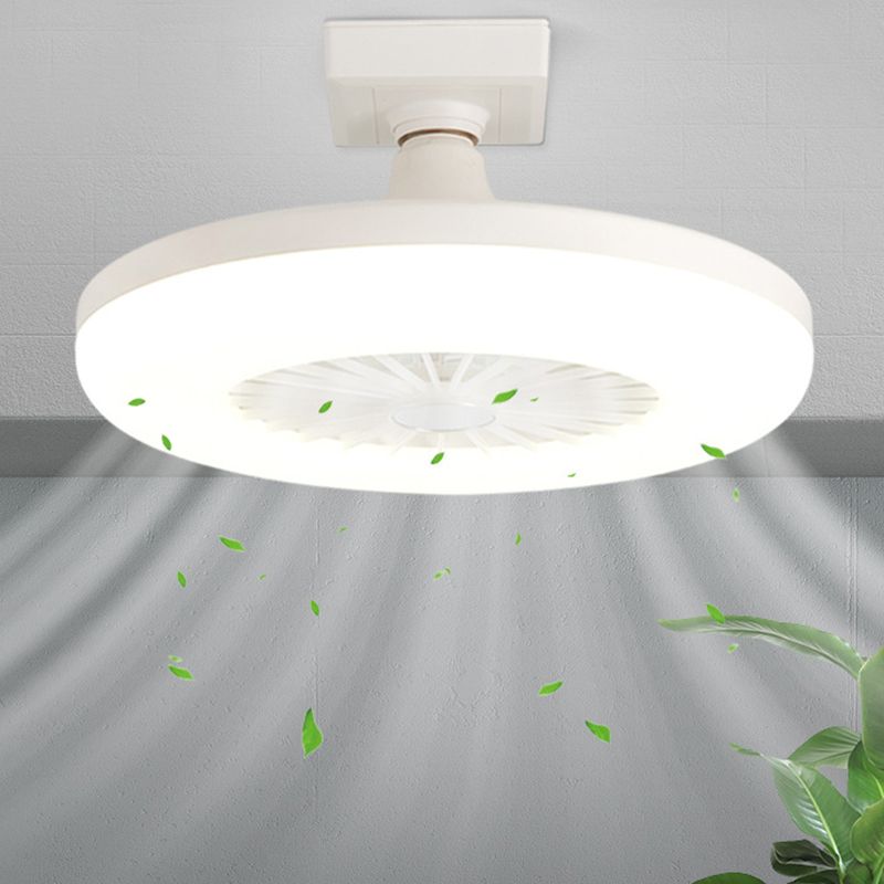 1 Light LED Ceiling Fan Matte White Minimalist Fan Light Fixture