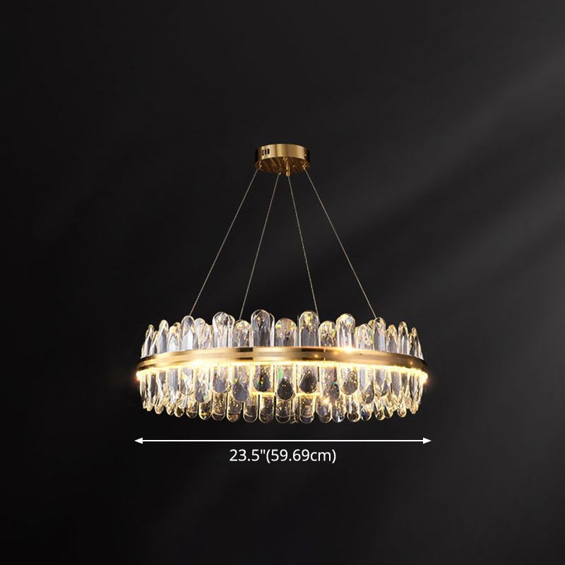 Circle Dining Room Pendant Lighting Crystal LED Chandelier minimaliste en laiton