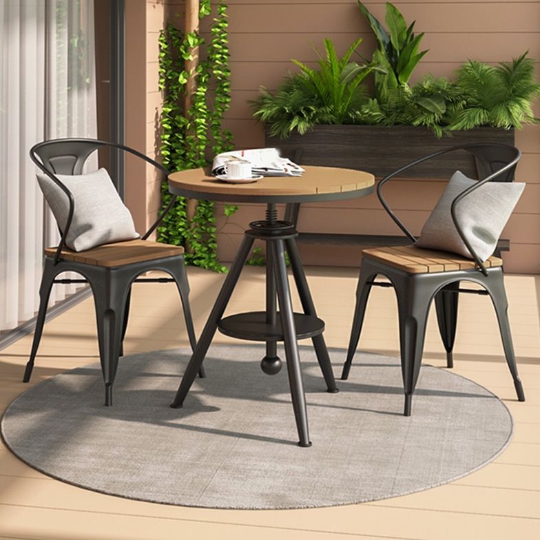 Contemporary Patio Table Lift Round Metal Brown Bistro Table