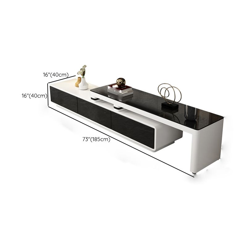 Glass TV Media Stand Contemporary Stand Console with Drawers