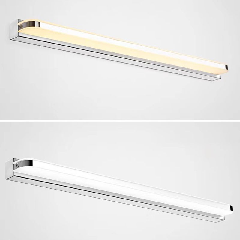 White Vanity Lamp Modern Minimalist Style Linear Wall Lamp for Bathroom