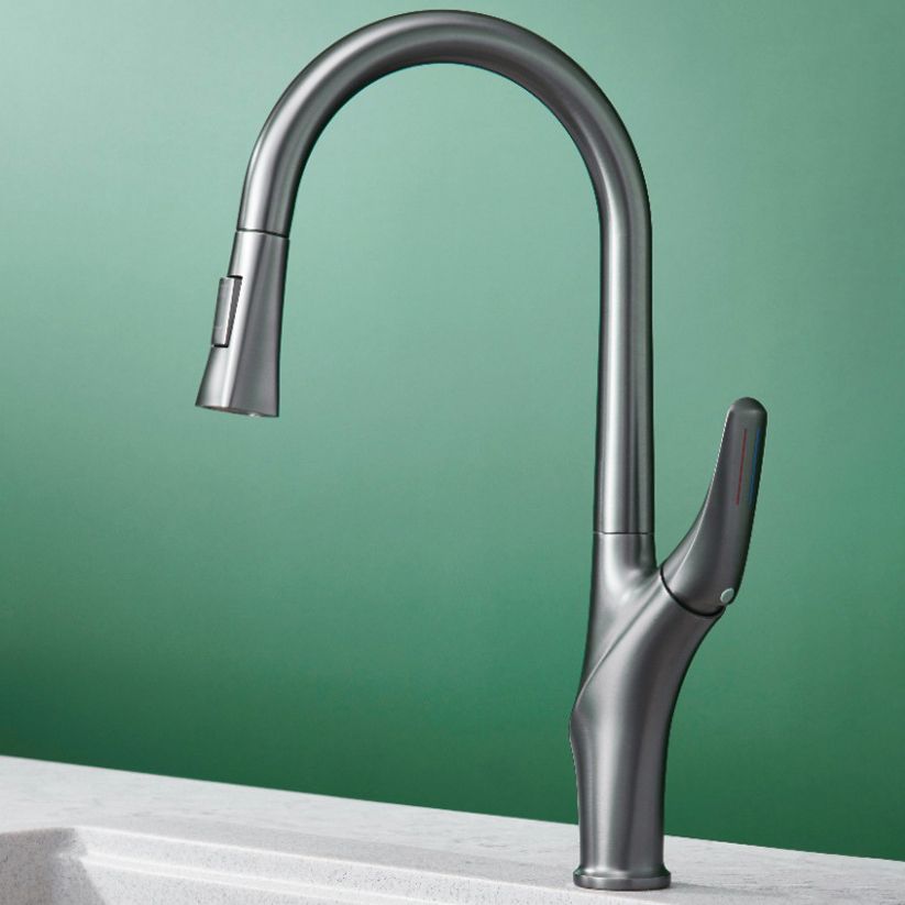 Modern Kitchen Sink Faucet Brass Pulldown Sprayer Single Handle High Arch Pot Filler