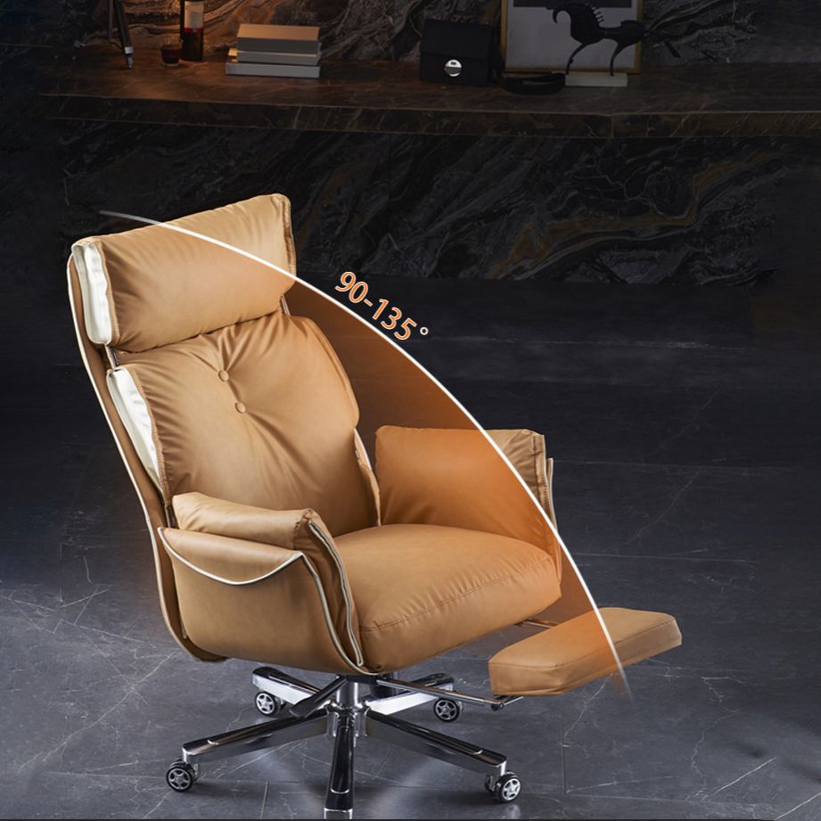 29" Wide Contemporary Managers Chair Orange Leather Executive Chair