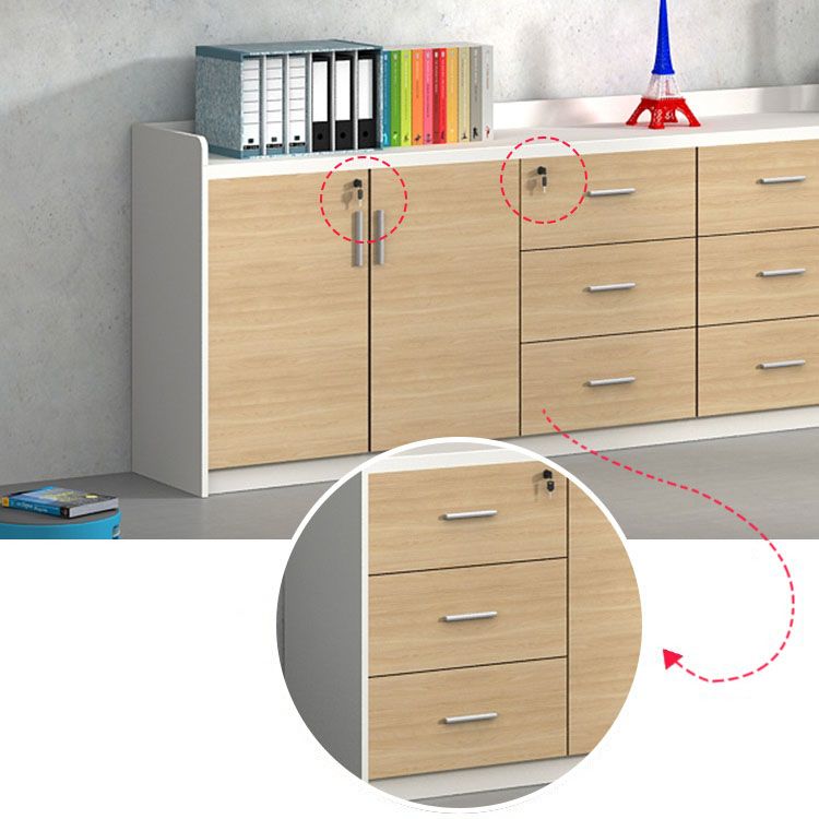 Modern Nordic File Contrast Panel Drawers Detail Wood File Cabinet