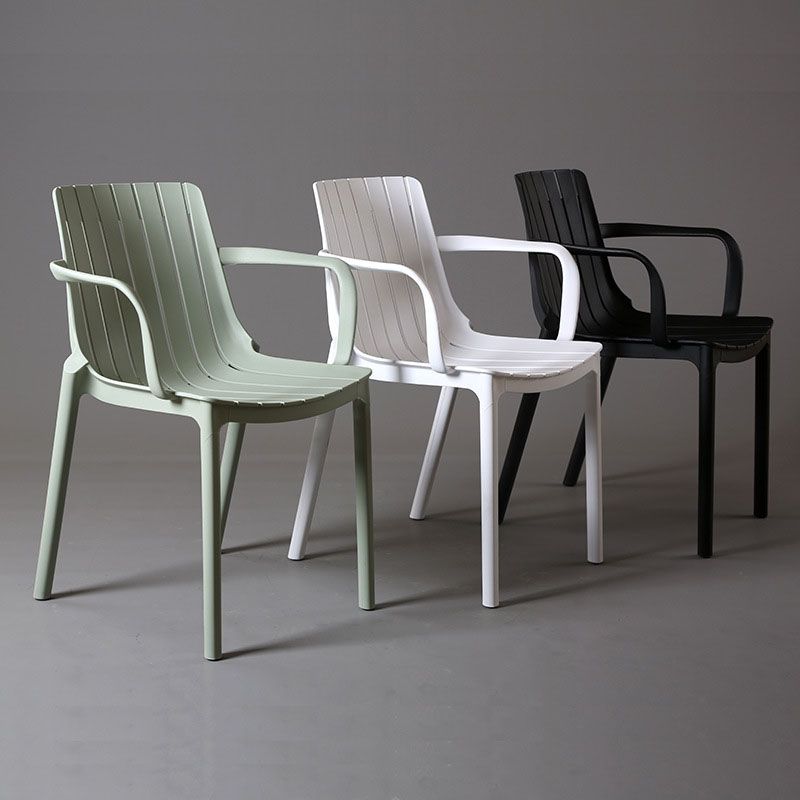 Contemporary Style Stackable Chairs Dining Arm Chairs with Plastic Legs