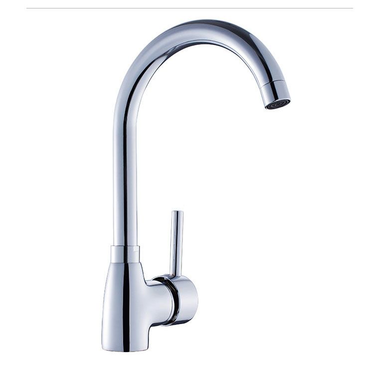 Contemporary Single Handle Kitchen Faucet One Lever Water Faucet in Chrome