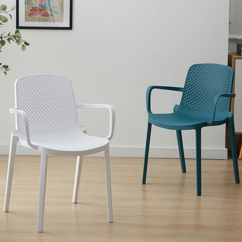 Plastic Modern Contemporary Kitchen Chair Arm Solid Back Dining Room Chair