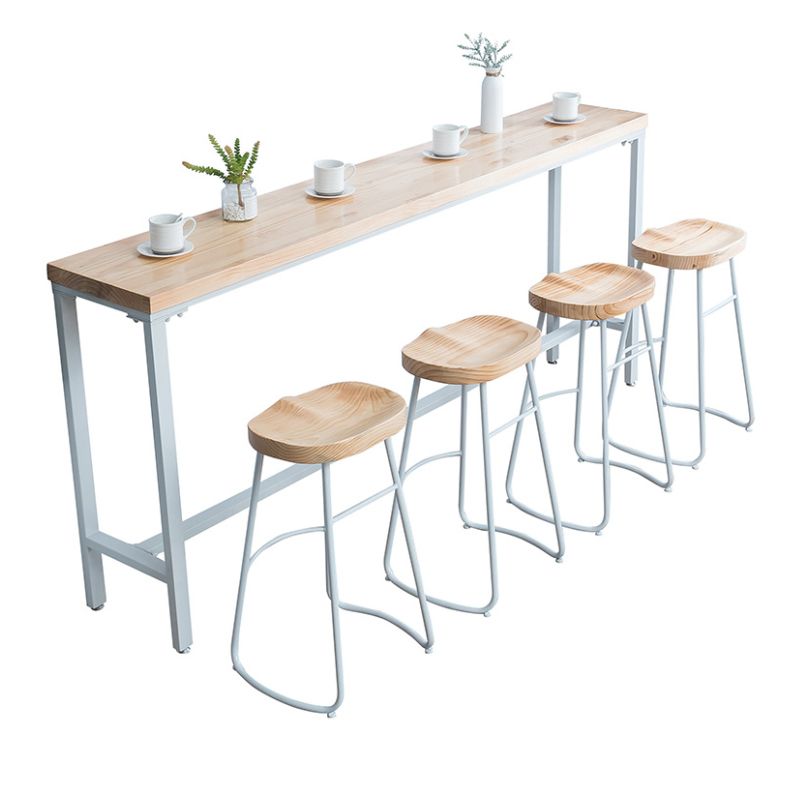 Rectangle Bar Dining Table Contemporary Bar Dining Table with Metal Trestle Base