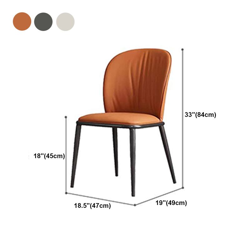 Contemporary Design Faux Leather Dining Chairs Solid Back Armless Dining Chair