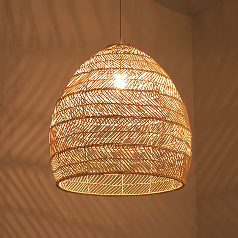 Bamboo Allonated Dome Pending Lighting Fixture Asia Style Beige suspendu luminaire