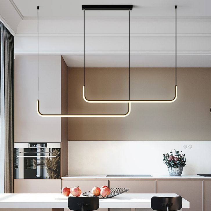 Tube Hanging Island Lights Fills d'éclairage de lustre en aluminium ultra-contemporain pour le restaurant