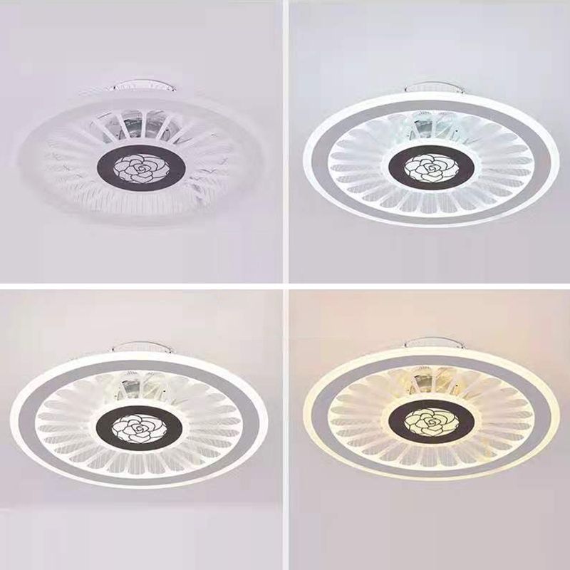 Round LED Ceiling Fan Light Simplicity Flush Mount Light for Bedroom Living Room