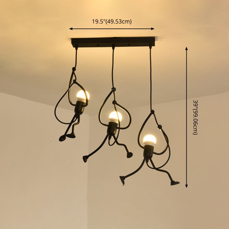 Black Exposed Bulb Down Lighting Pendant Industrial Metal Dinning Room Hanging Ceiling Light