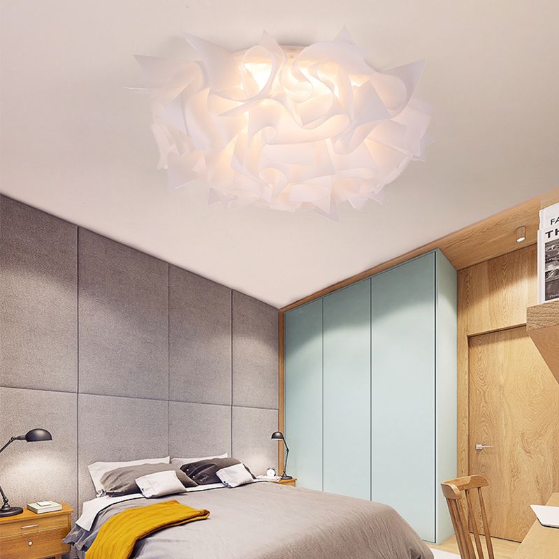 Twist Acrylic Shade Flush Mount Light Nordic White/Brown LED Ceiling Mount Light for Bedroom in Third Gear