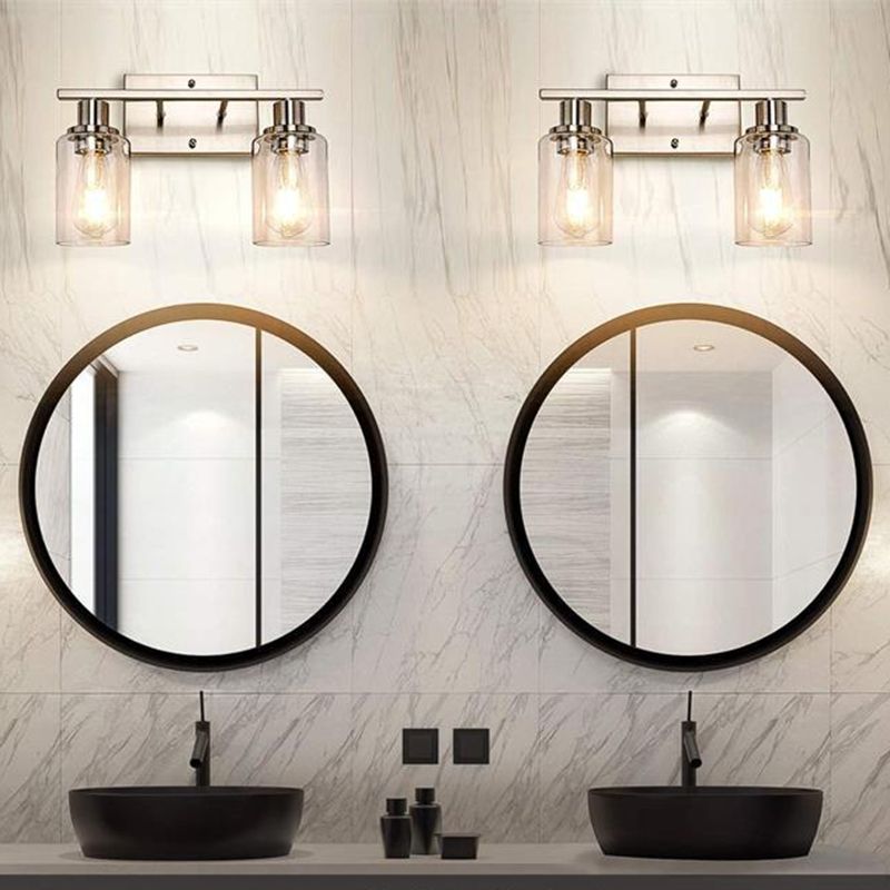 Glass Bath Vanity Lighting Polish Finish  Light for Bathroom