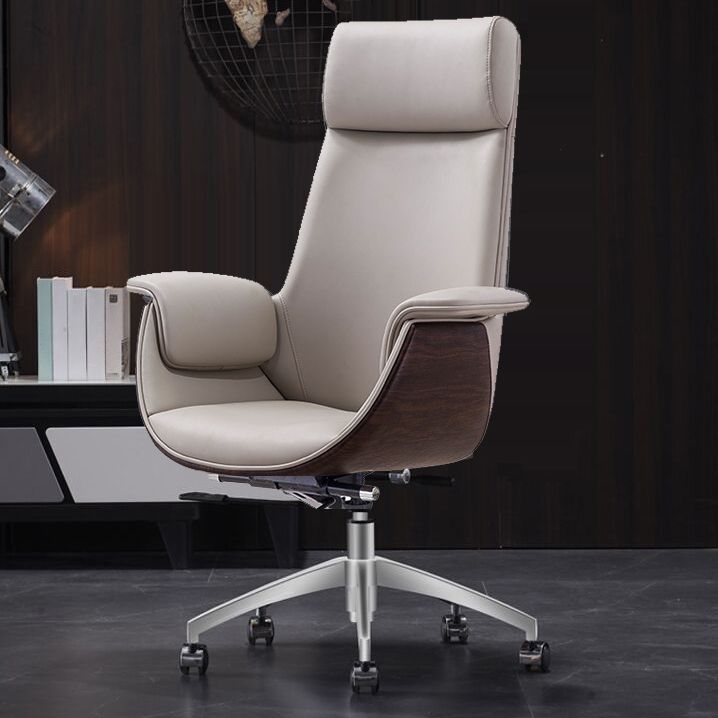 Padded Arms Desk Chair Modern No Distressing Faux Leather Ergonomic Office Chair