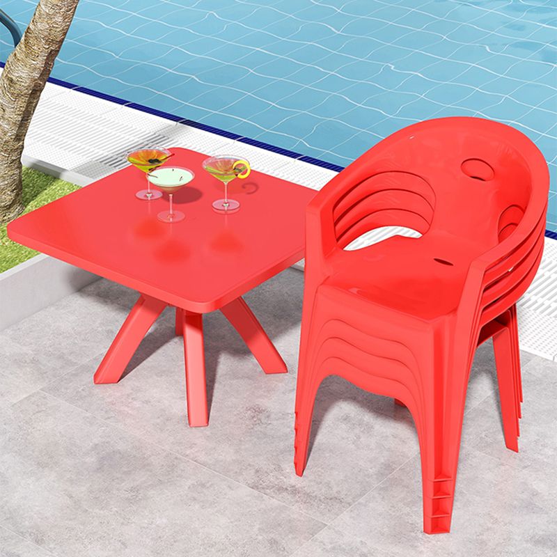 Acrylic Square Patio Dining Table 1/5 PCS Dining Set with Stackable Chairs for Outdoors