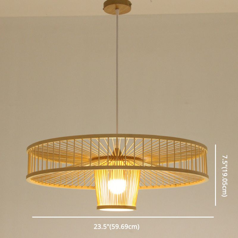 Drum Hanging Pendant Light Chinese Bamboo Pendant Light Fixtures for Living Room