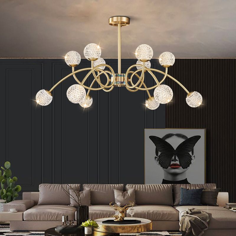 Gold Ceiling Suspension Lamp Modernist Globe Shape Metal Chandelier Lighting Fixtures