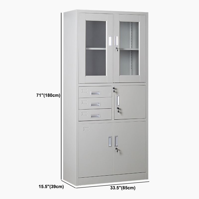 Light Gray File Cabinet Vertical Fireproof File Cabinet with Locking Drawers for Office