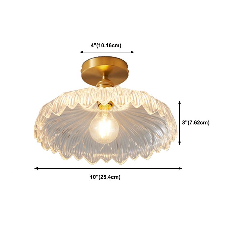 Single Golden Flush Mount Lighting Modernism Glass Shaded Ceiling Light