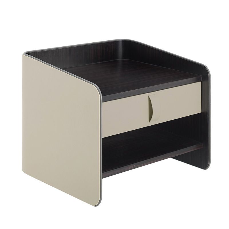 Faux Leather Nightstand Modern 1 - Drawer Accent Table Nightstand