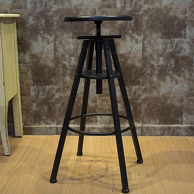 Height Adjustable Metal Barstools Industrial Style Backless Counter Stools Black