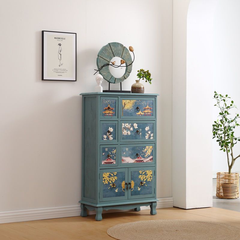 Traditional Style Storage Chest Dresser Solid Wood Combo Dresser with Drawers and Door