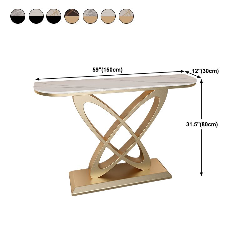 Contemporary Half Moon Console Table with Pedestal Base Accent Table