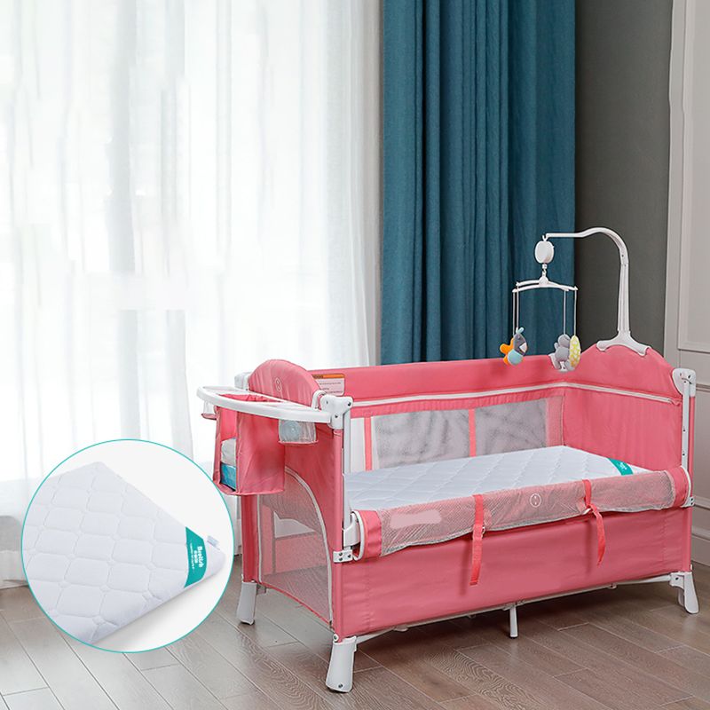 Modern Nursery Bed with Changing Table with Adjustable Height with Guardrail Baby Crib