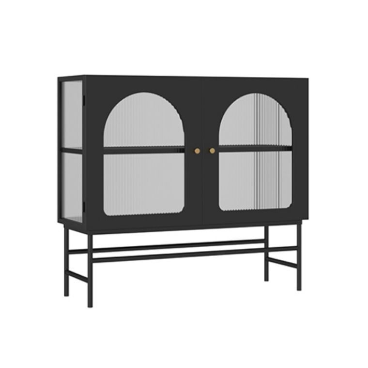 Modern Metal Curio Cabinet Glass Doors Display Cabinet with Legs for Living Room