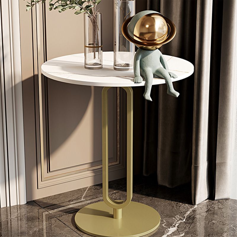 Modern Marble Top End Table Pedestal Round Sofa Side End Table for Living Room