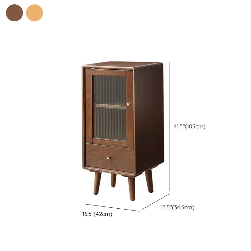 Contemporary Glass Doors Display Stand Beech Storage Cabinet for Living Room