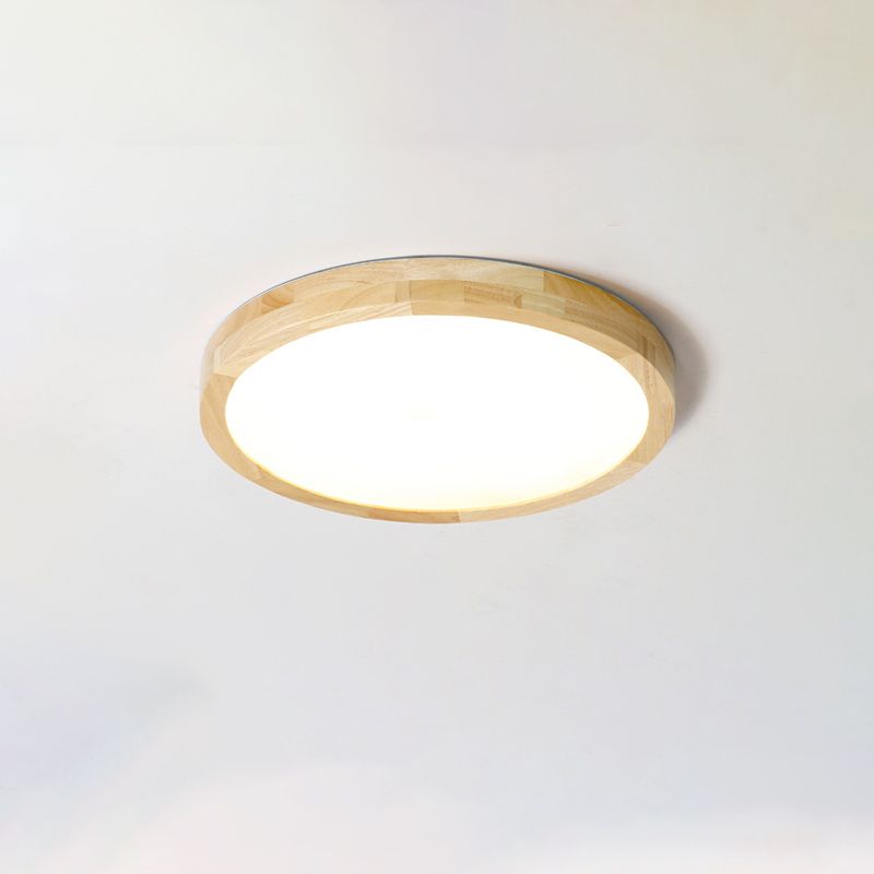 Modern Simplicity LED Flush Mount Circular Wooden Ceiling Light in Brown