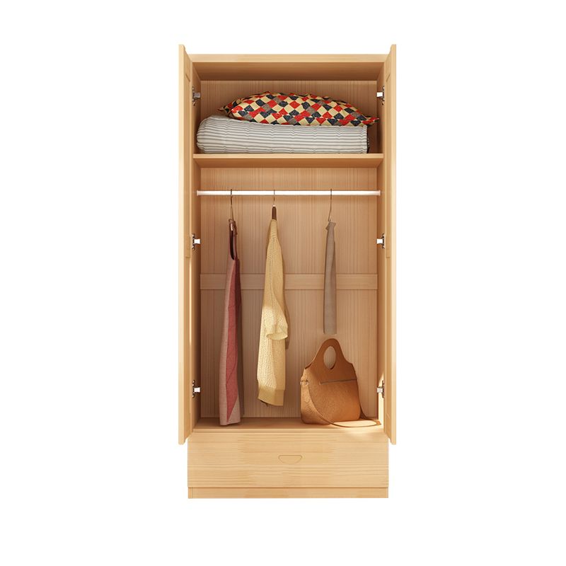 Modern Wooden Hanging Clothes Rack Natural Kid's Wardrobe for Bedroom