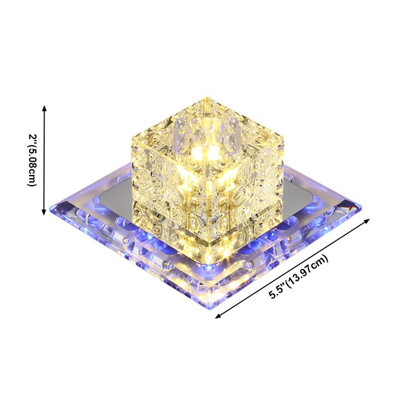 Quadratische Deckenleuchte im zeitgenössischen Stil, Kristall-Deckenleuchte mit Loch 2–3,5 Zoll Durchmesser