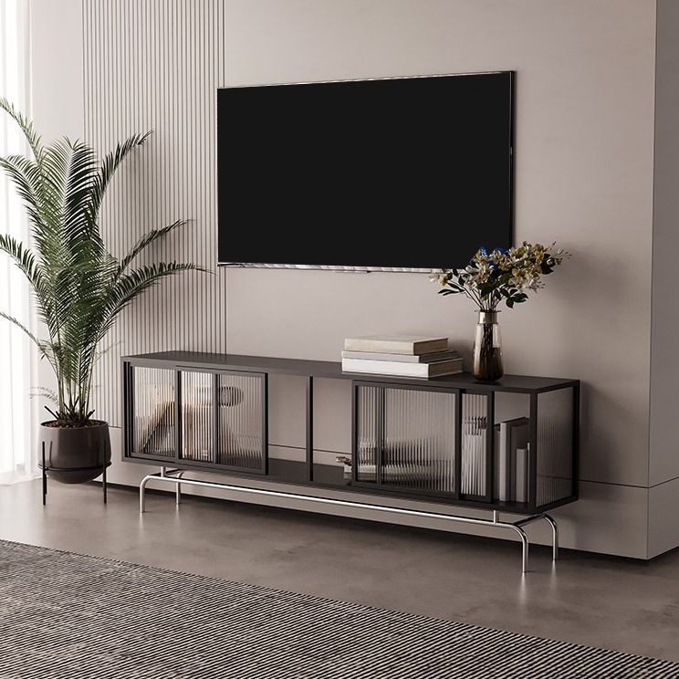 Industrial Home TV Cabinet Metal Enclosed TV Storage with Metal Legs