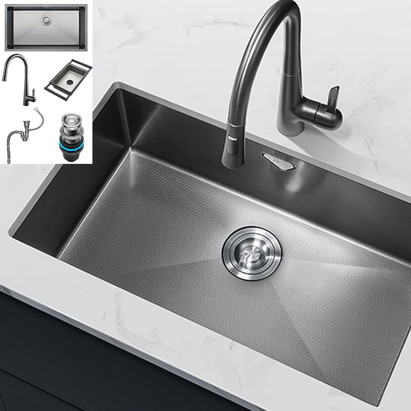 Contemporary Style Kitchen Sink Stainless Steel Kitchen Sink with Basket Strainer