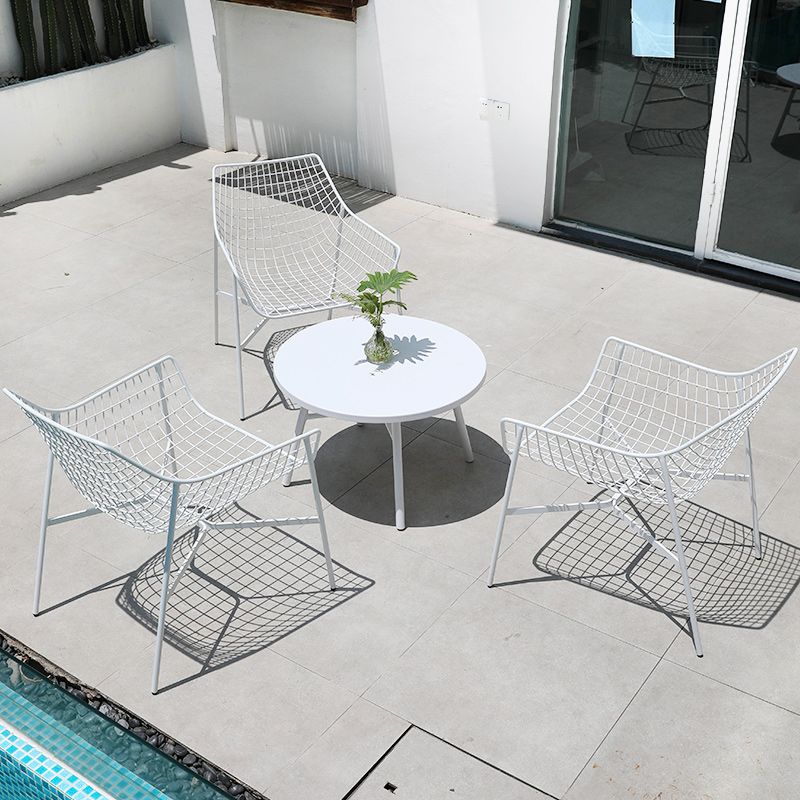 Modern Dining Side Chair Iron Removable Cushion Outdoor Bistro Chairs