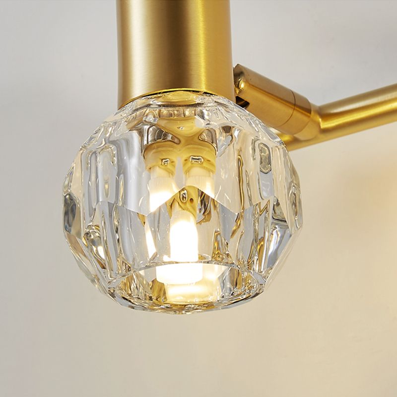 Crystal Geometric Wall Sconce Modern Multi-Lights Mirror Wall Light Fixture in Gold