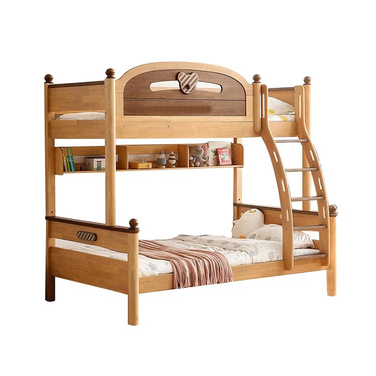 Full/Twin Size Bunk Bed Solid Wood Bed Frame for Kids with Storage