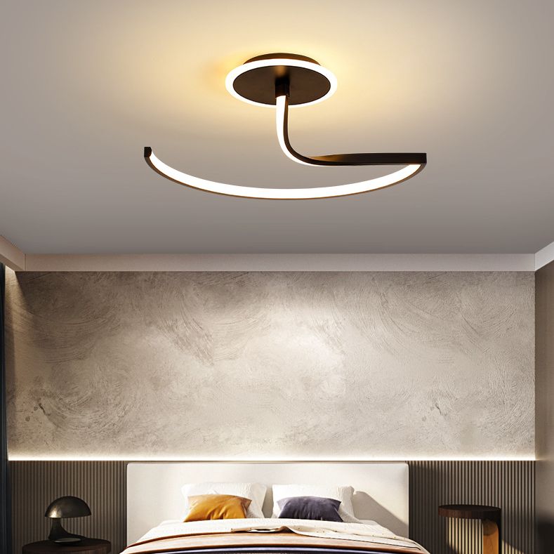 Courbe plafond lampe minimaliste Métallière Métallière linéaire Semi Flush LED LED LED