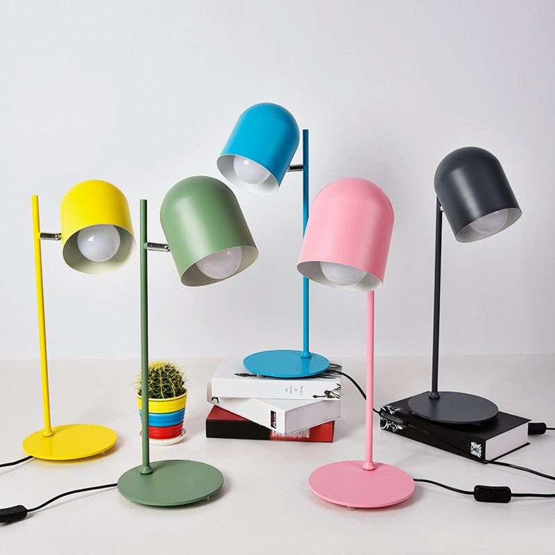 Cloche Shade Kids Room Study Study Lampe aluminium 1 tête macaron Night Table Light in Pink / Blue / Green with Pivot Joint