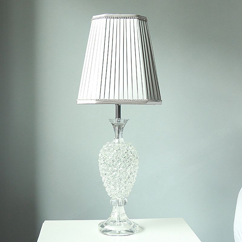 K9 Crystal Urn Night Light Modern 1 Bulb Grey Table Lamp with Gathered Empire Shade