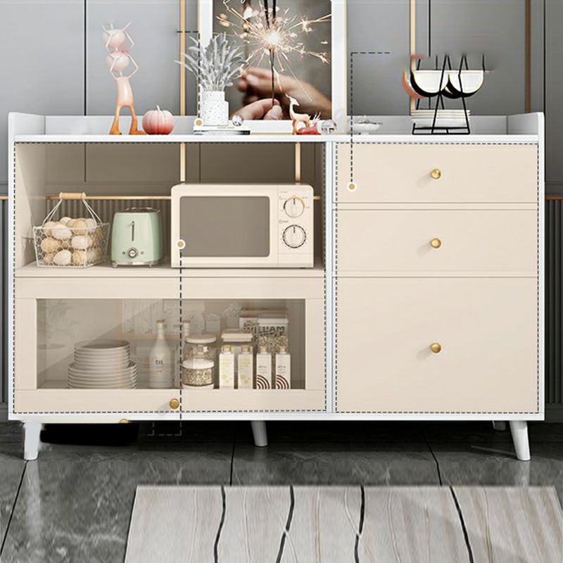 Modern Style Dining Server Engineered Wood Open Storage Included Server with 3 Drawers