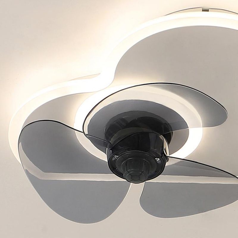 3-Blade LED Children Ceiling Fan Metallic White Globe Fan with Light for Home