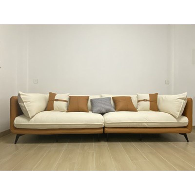 Modern Stain-Resistant Faux Leather Sofa Square Arm Sectional for Apartment