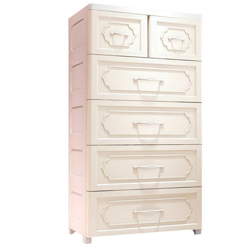 Nordic Vertical Kids Nightstand Plastic Nursery Dresser with 5/6 Drawers for Bedroom