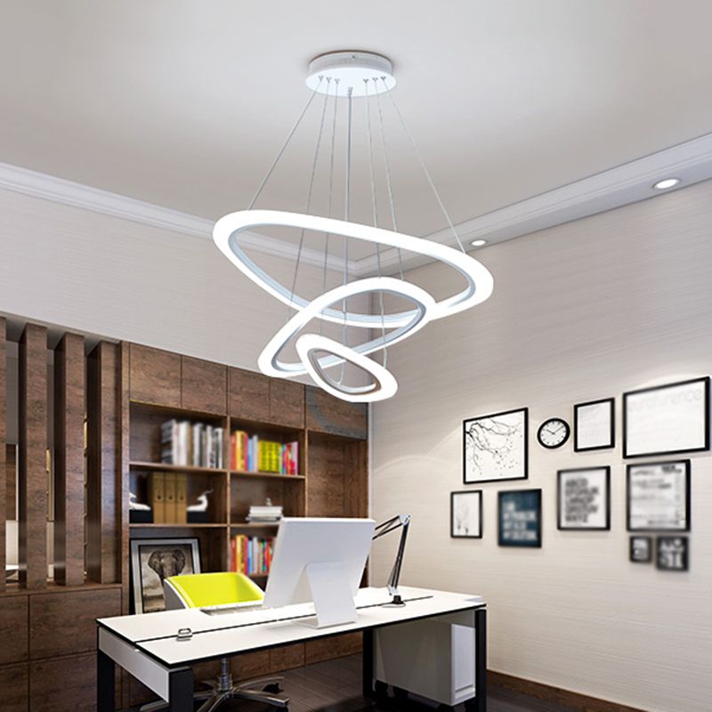 Contemporary Multi-Layer Chandelier Lights Metal Chandelier Pendant Light in White